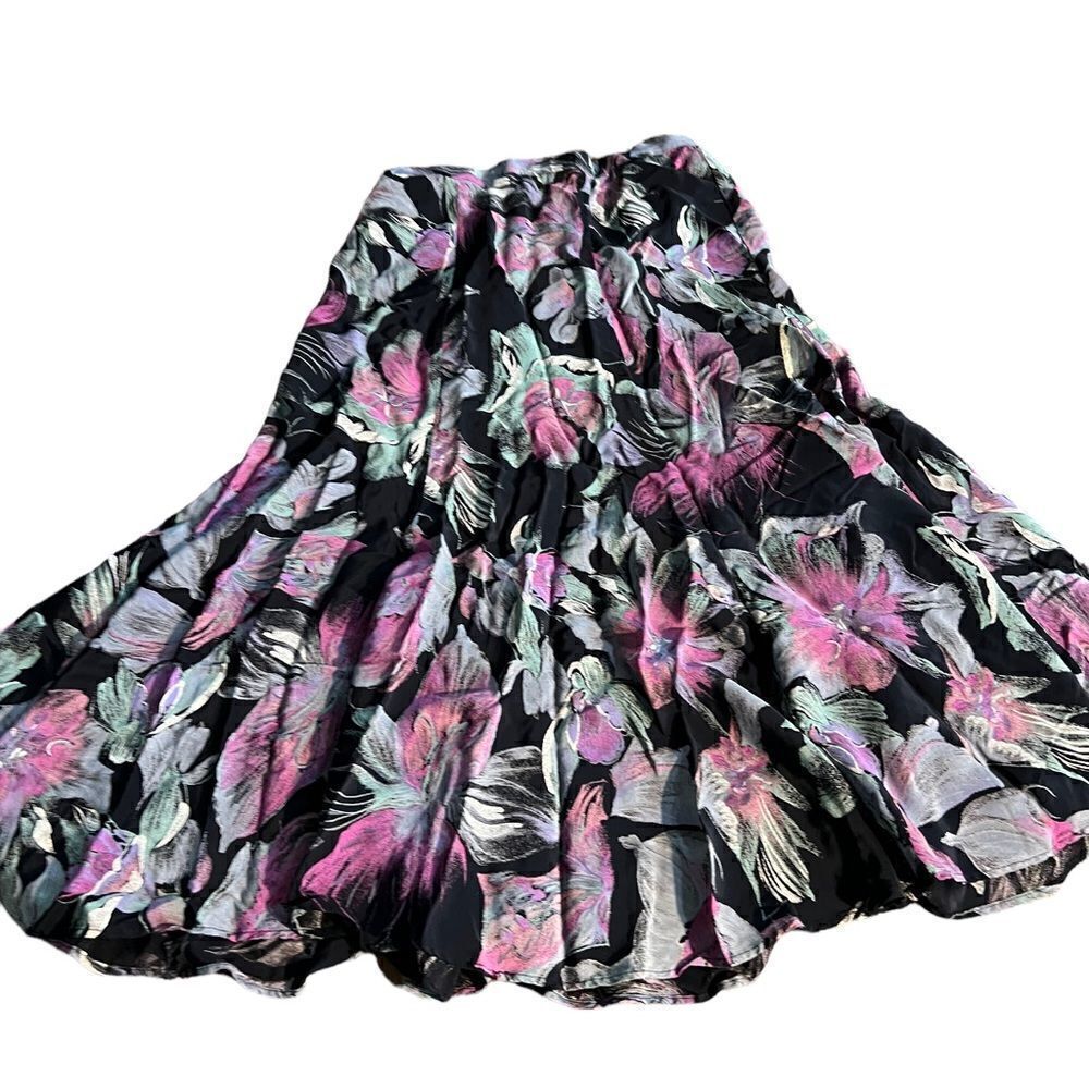 Anne Klein for New Concepts Long Floral Rayon Skirt size 10